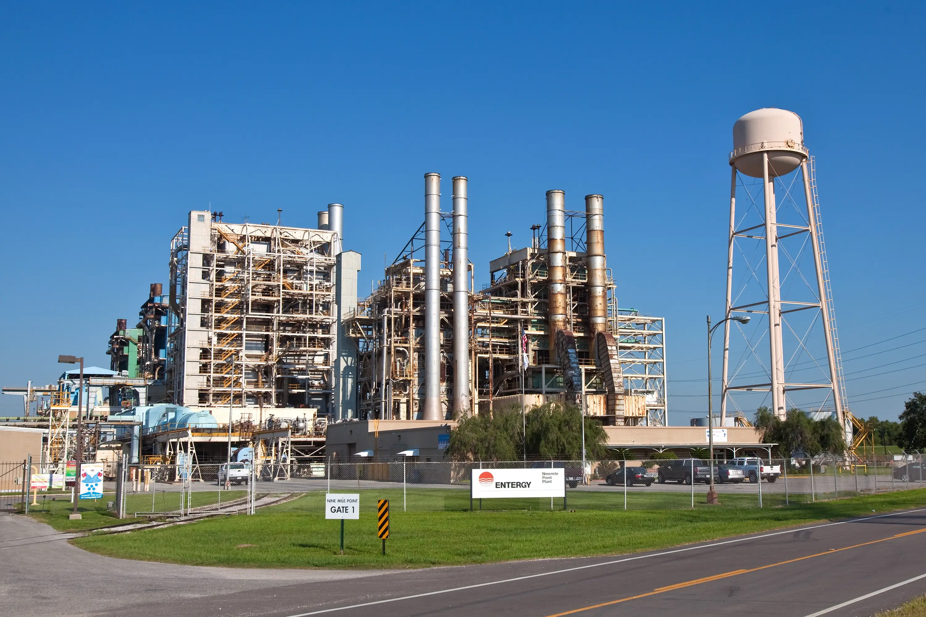 An outside view of the Entergy energy station