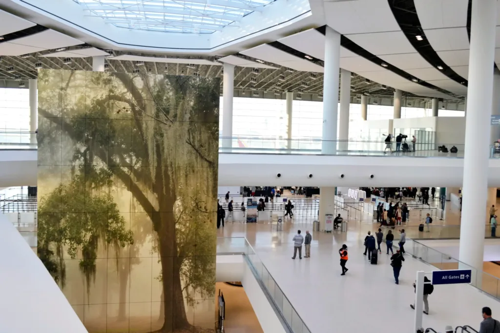 The main terminal in the Louis Armstrong International Airport