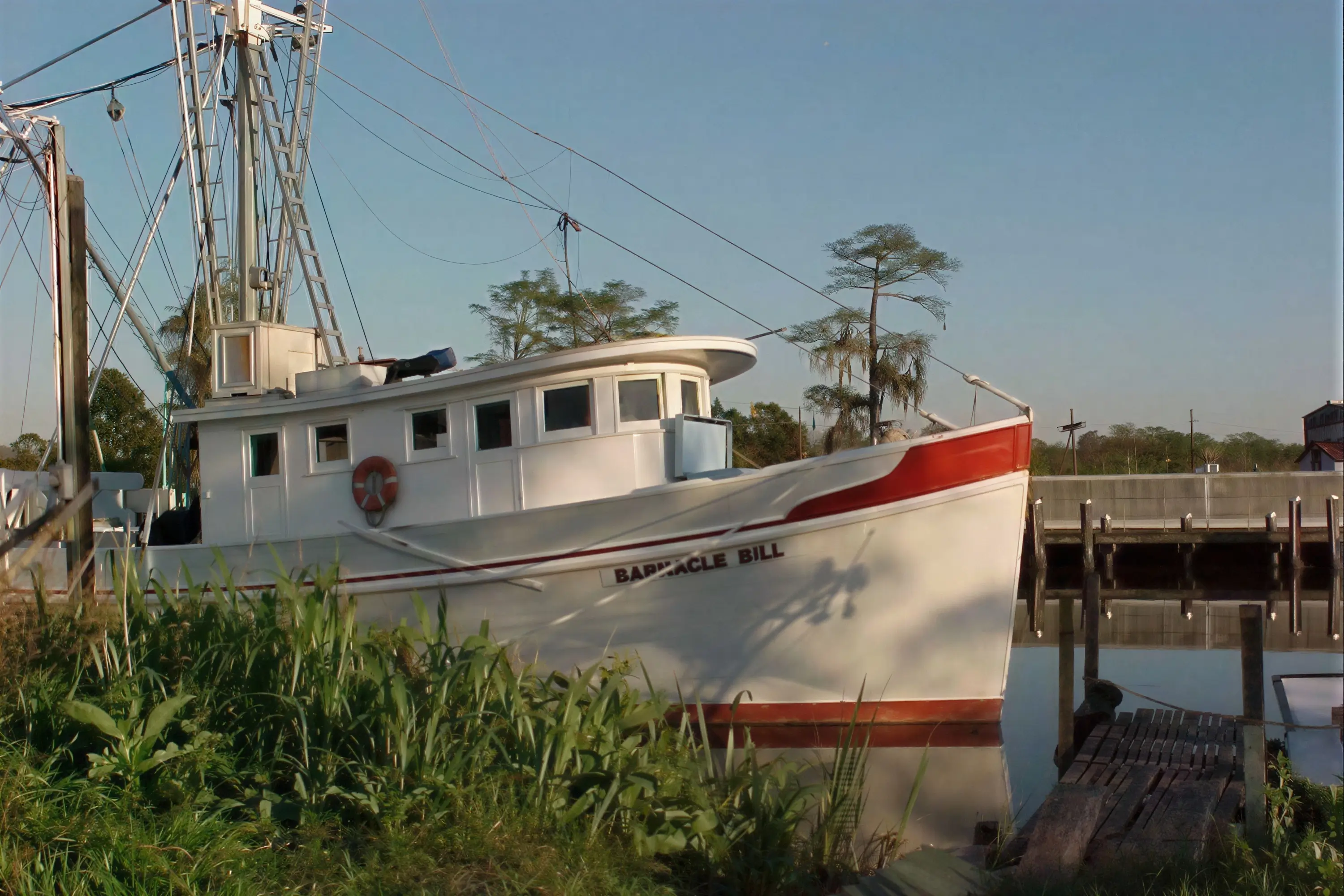 The boat Barnacle Bill docked in Bayou Segnette