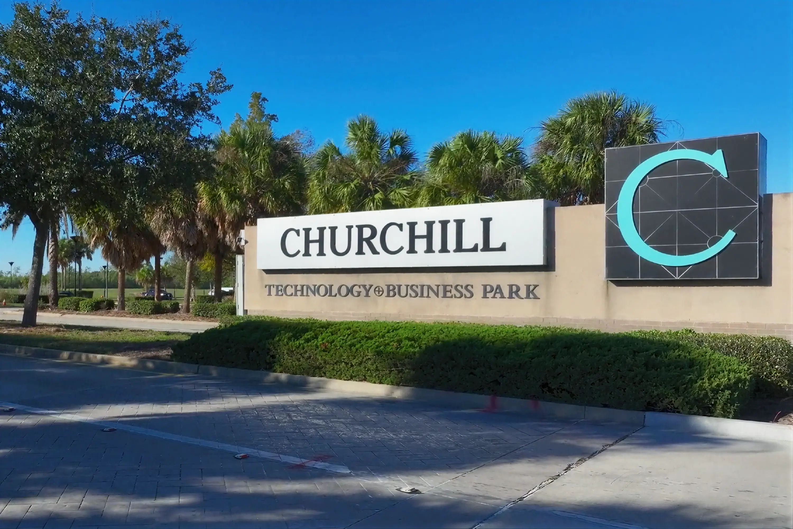The entrance sign for the Churchill Technology Business Park