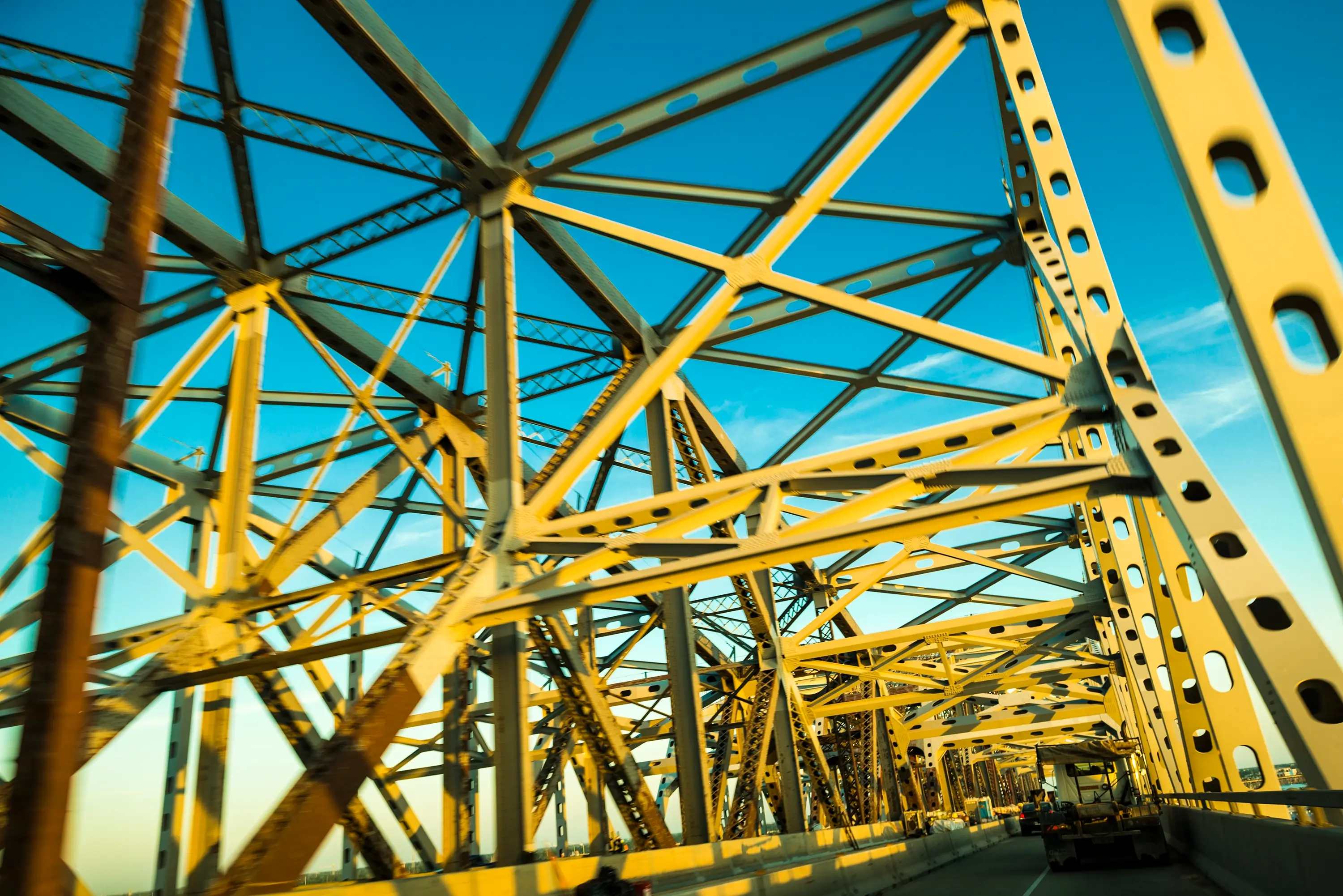 The Huey P Long bridge at sunrise