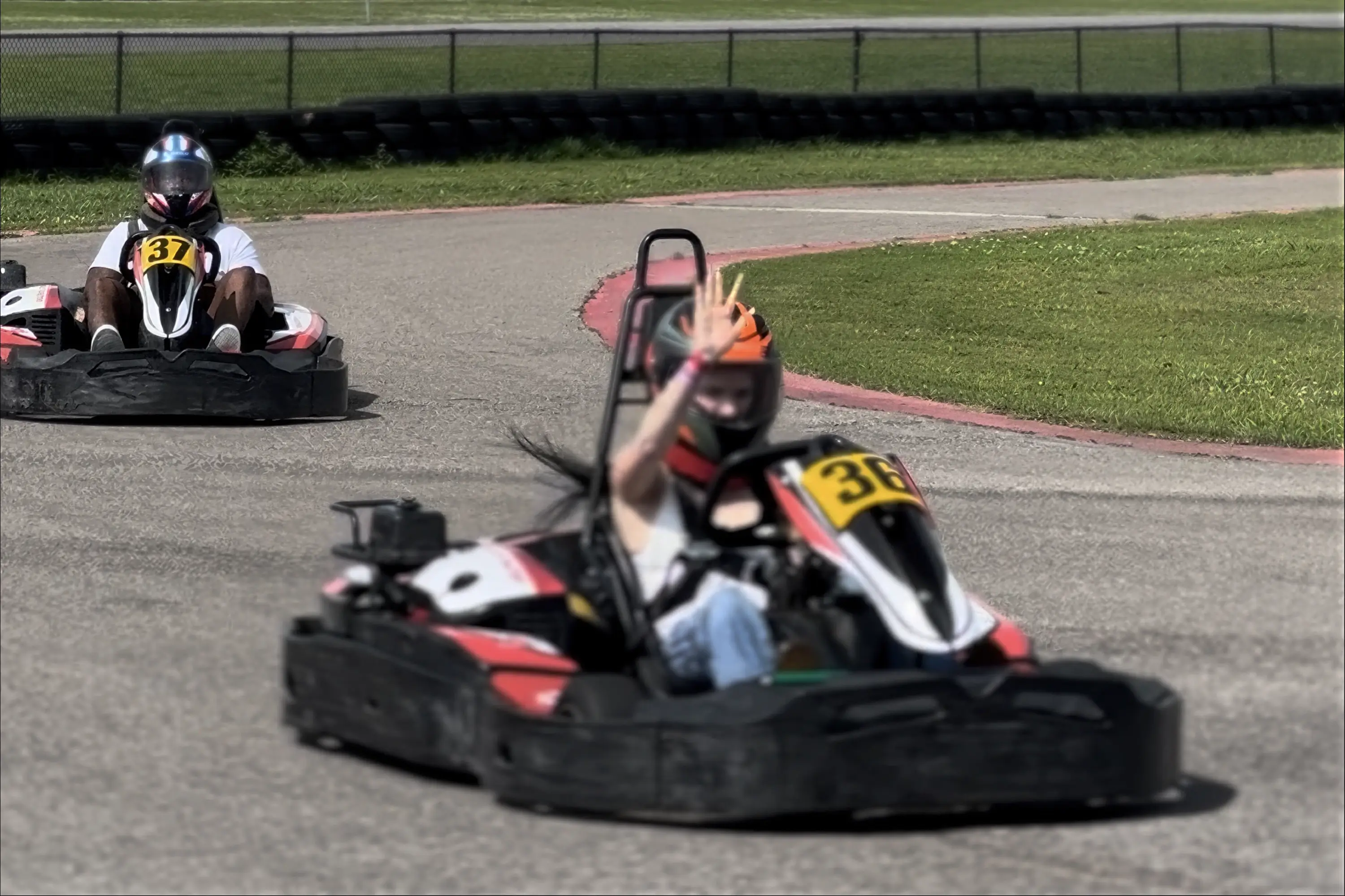 Racers in karts at Nola Motor