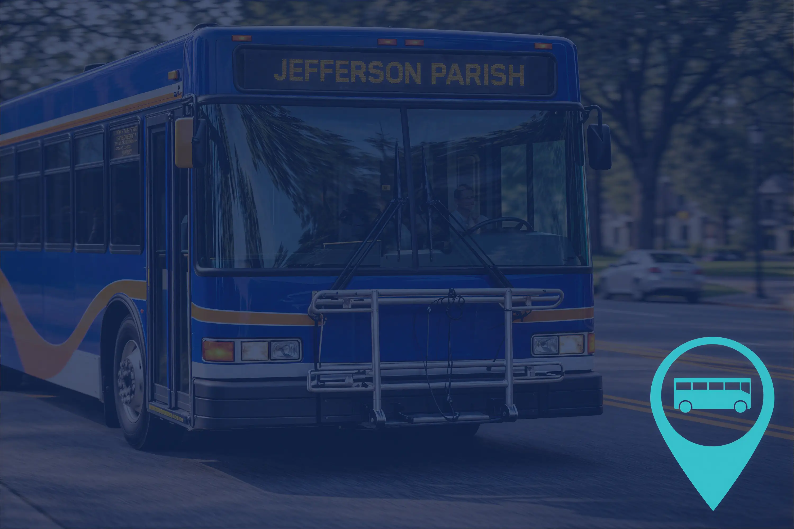 A generated image of a Jefferson Parish bus on the road