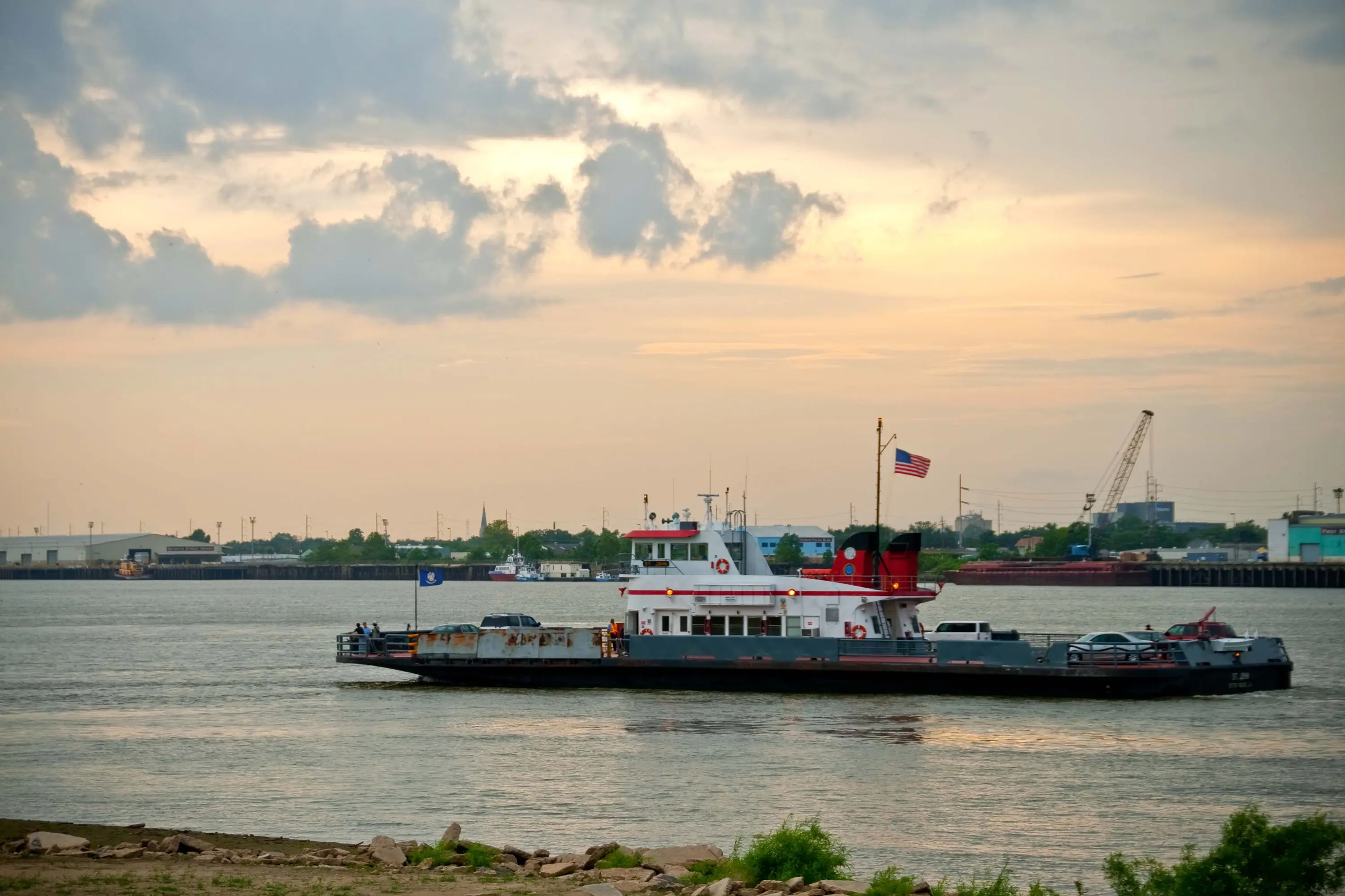 A ferry crossing a river