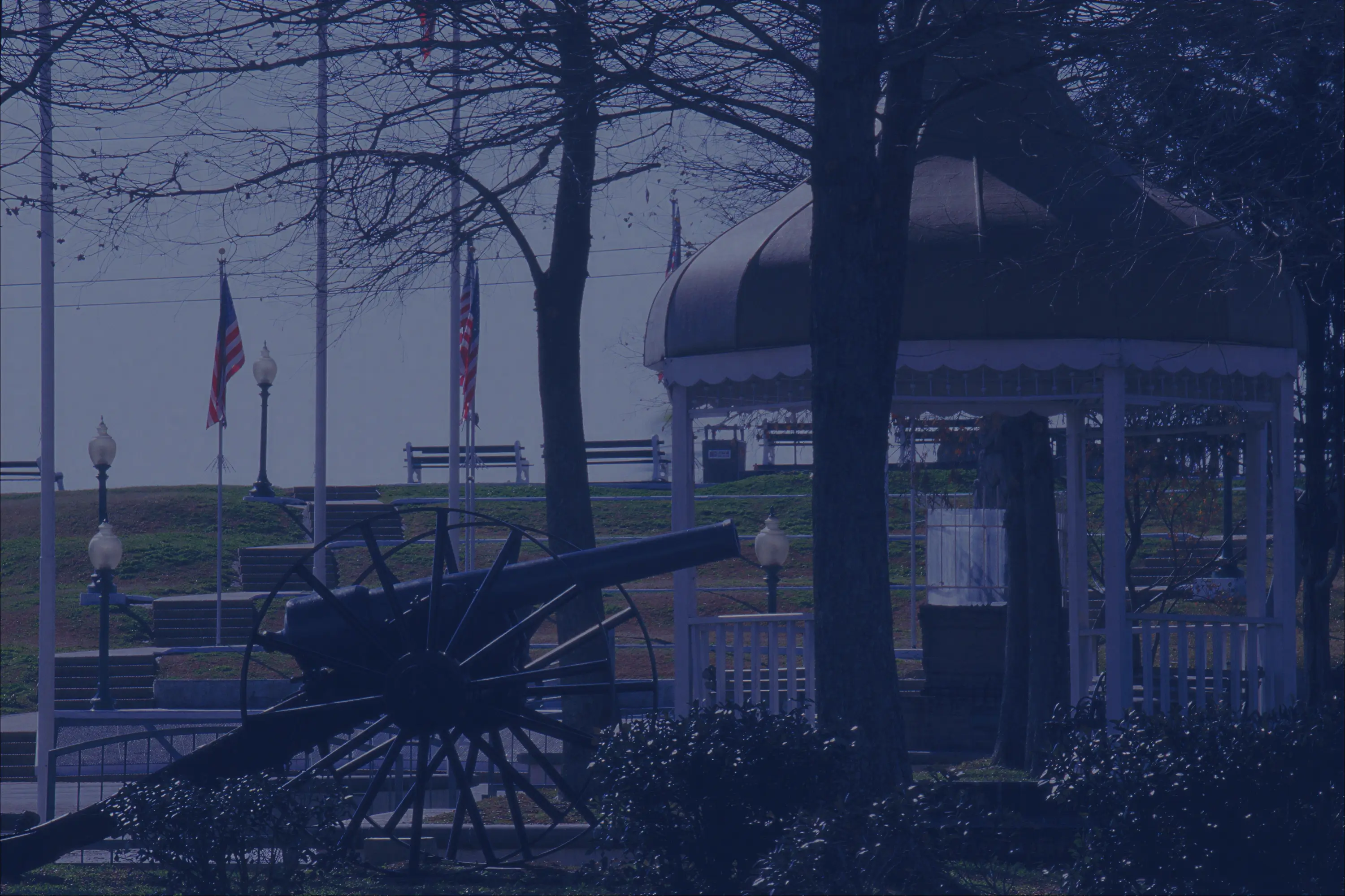 A cannon and gazebo in Kenner