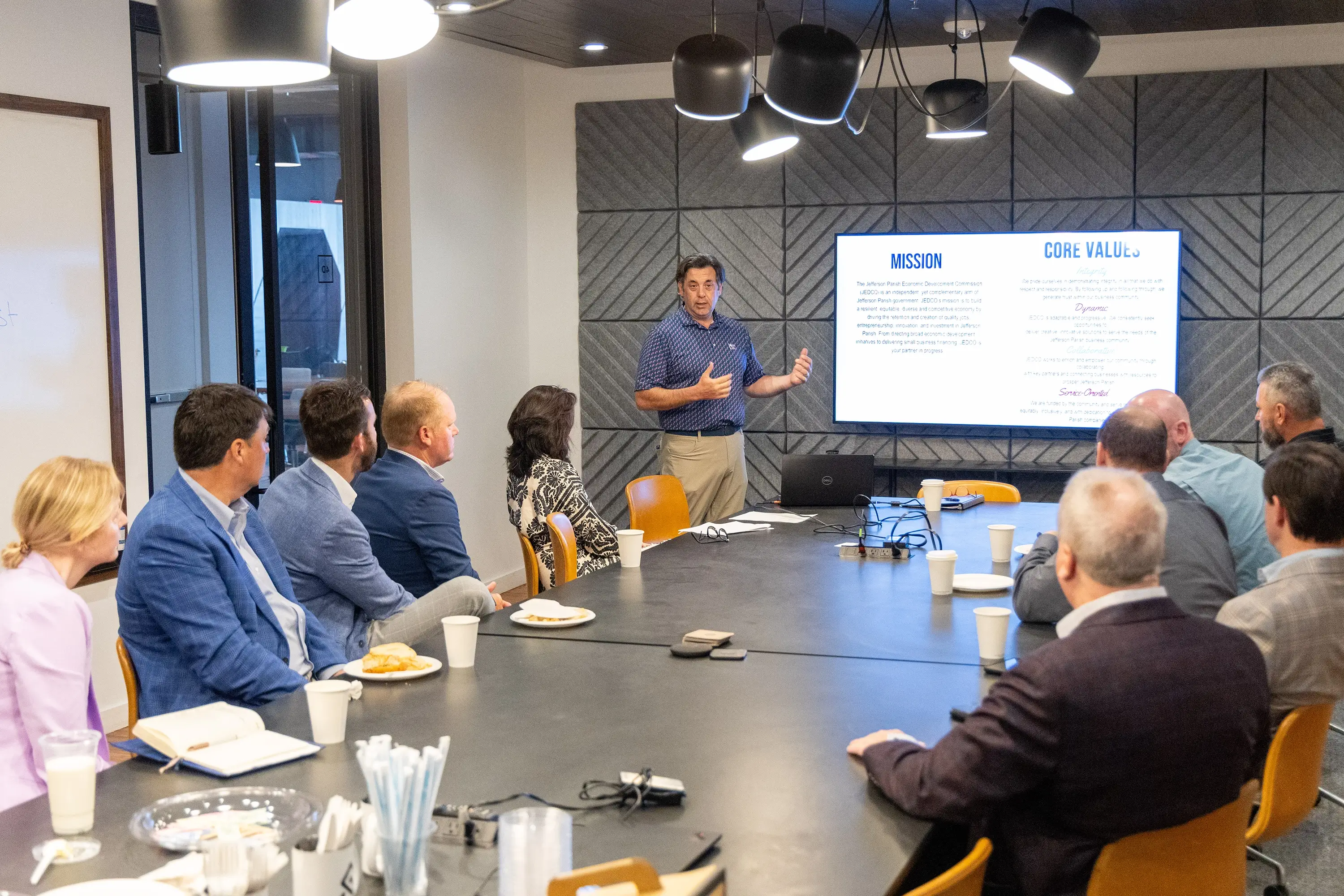 A group meeting to discuss their mission and values