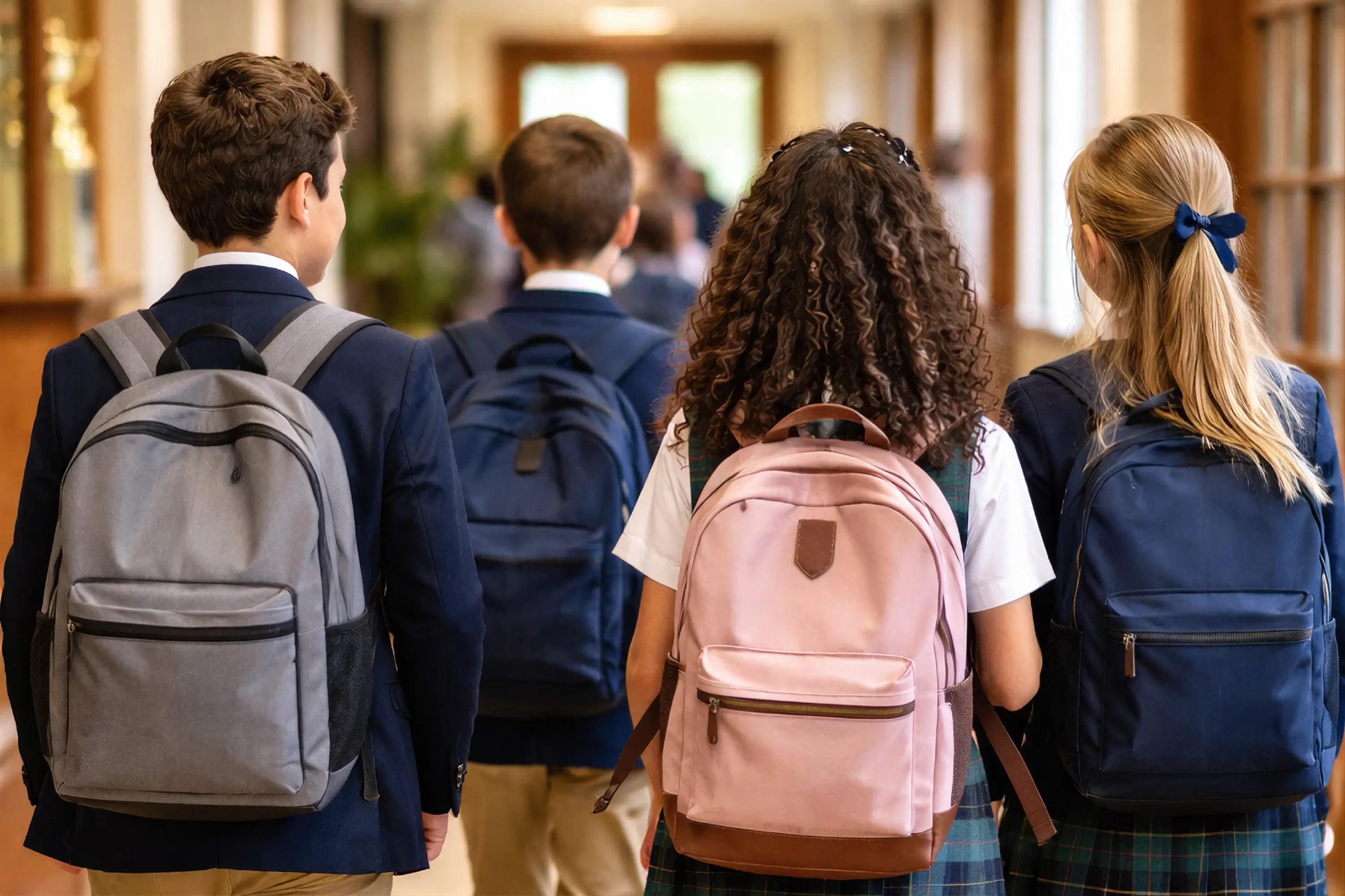 A stock photo of kids at a private school