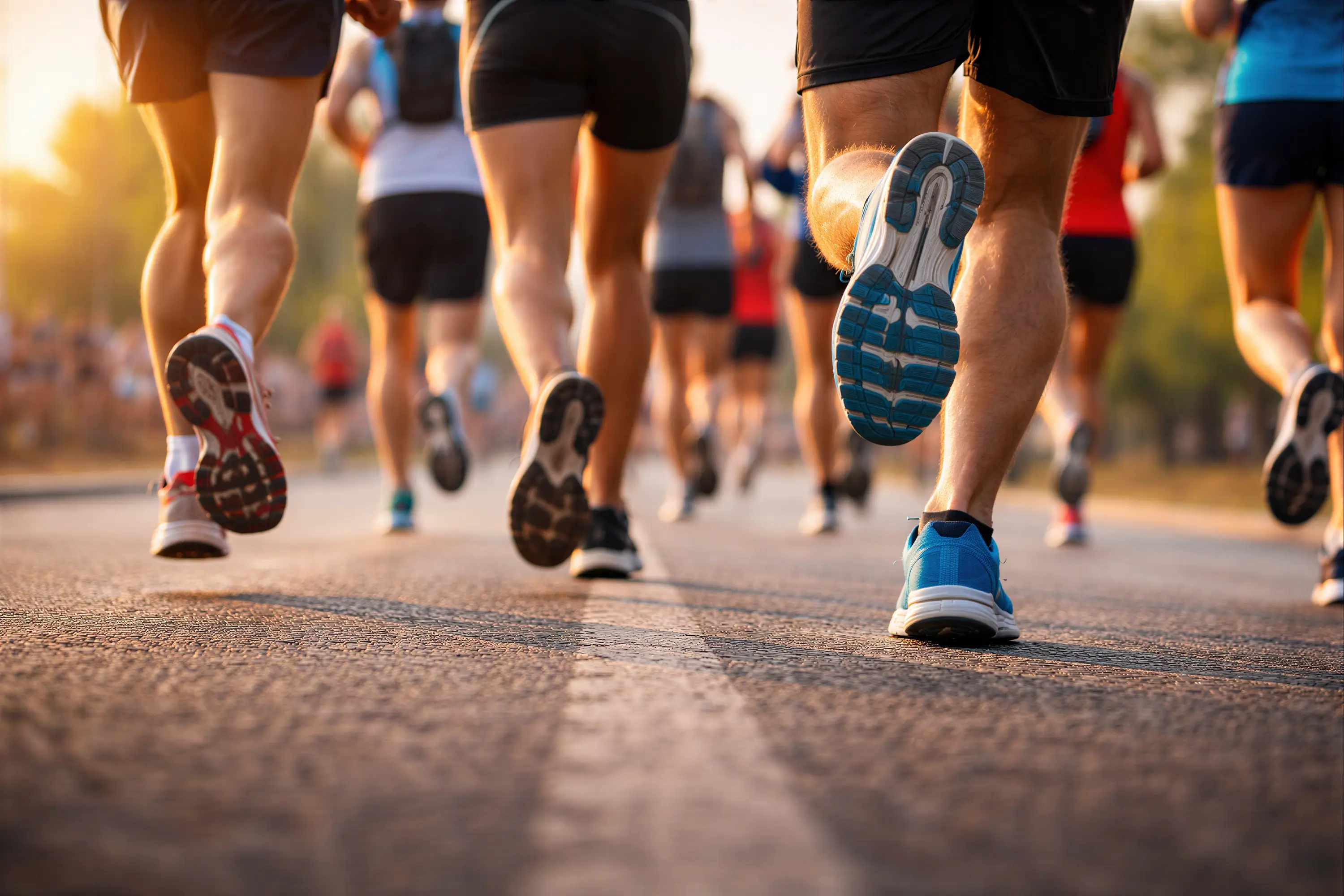 A stock photo of runners shoes on a path